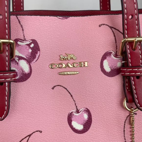 Coach Mollie Tote Bag 25 With Cherry Print - Picture 4 of 7
